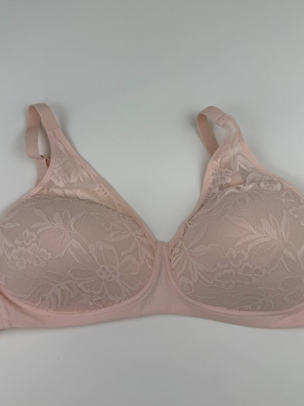 Bali Breathe DF7594 Pink Lace Underwire Bra Size L Large Cotton Blend